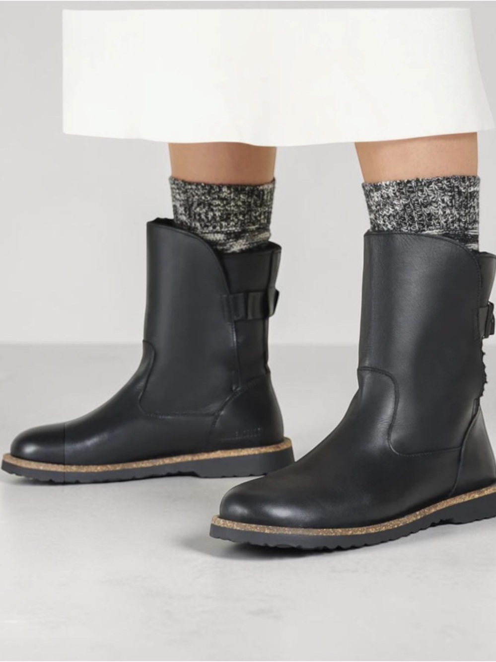 Birkenstock Uppsala Black Leather Shearling Lined Boots Sz 41 No Insoles $195